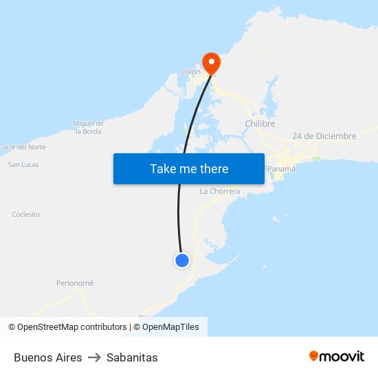 Buenos Aires to Sabanitas map