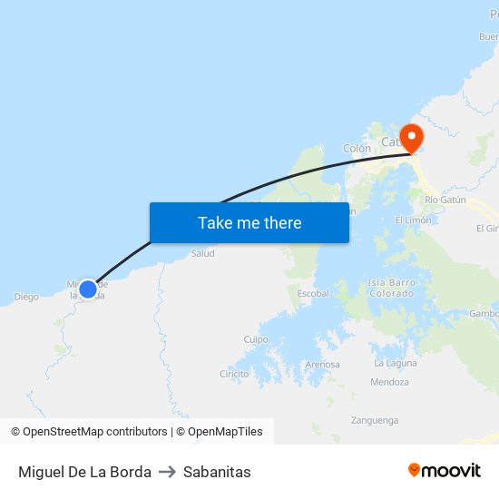 Miguel De La Borda to Sabanitas map