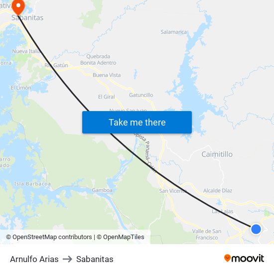 Arnulfo Arias to Sabanitas map