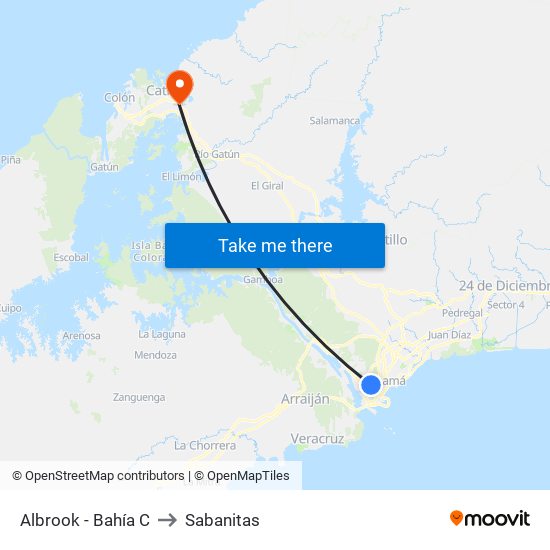 Albrook - Bahía C to Sabanitas map