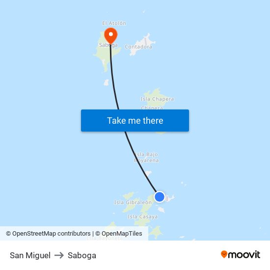 San Miguel to Saboga map