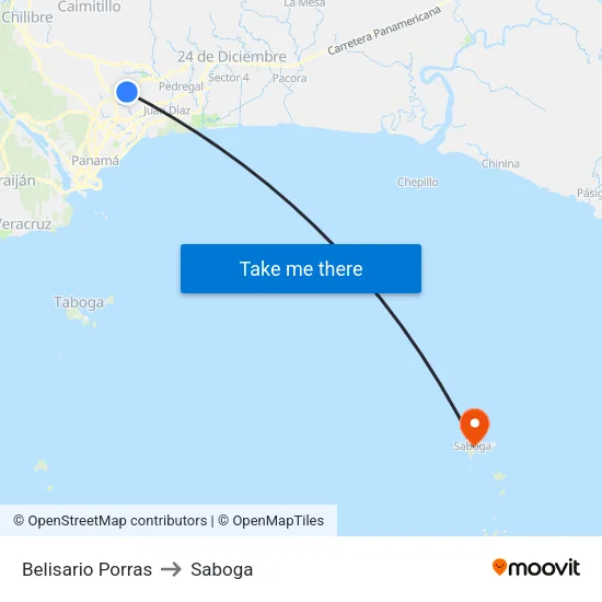Belisario Porras to Saboga map