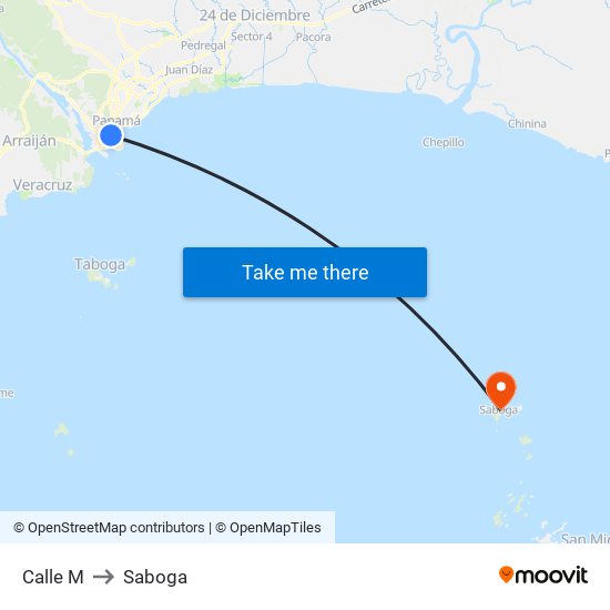 Calle M to Saboga map
