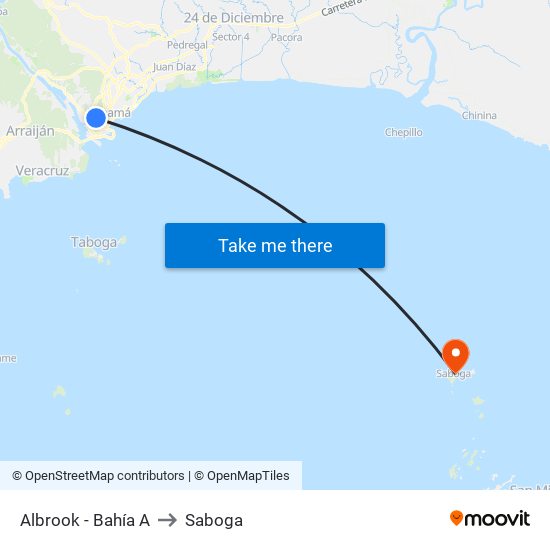 Albrook - Bahía A to Saboga map