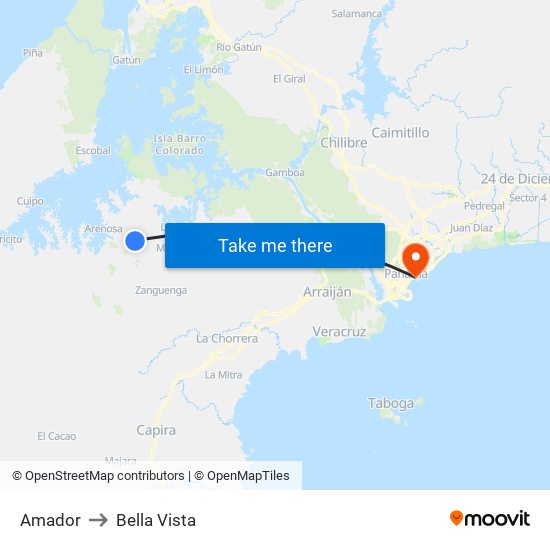 Amador to Bella Vista map