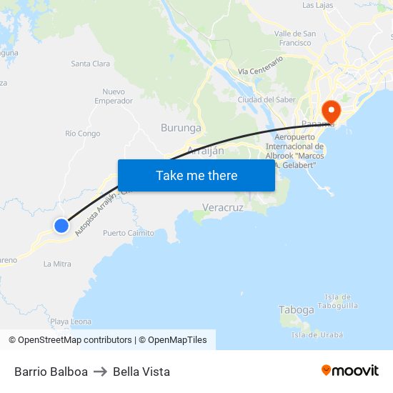 Barrio Balboa to Bella Vista map