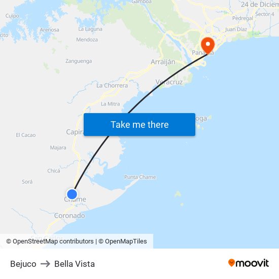 Bejuco to Bella Vista map