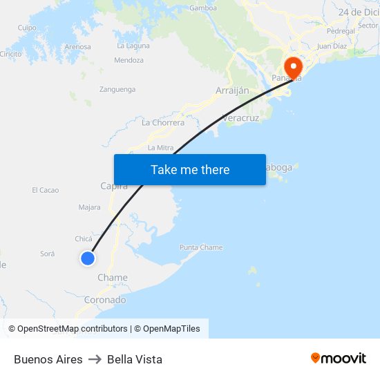 Buenos Aires to Bella Vista map