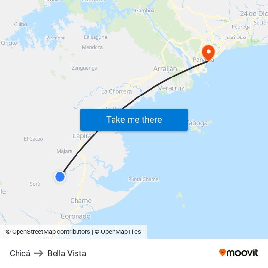Chicá to Bella Vista map