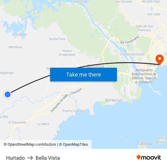 Hurtado to Bella Vista map