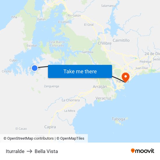 Iturralde to Bella Vista map