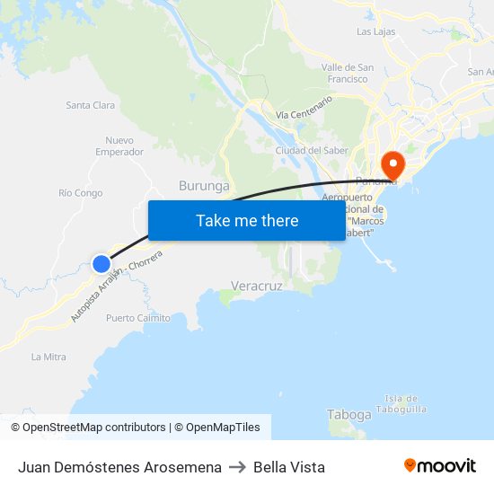 Juan Demóstenes Arosemena to Bella Vista map