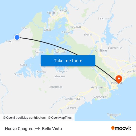 Nuevo Chagres to Bella Vista map