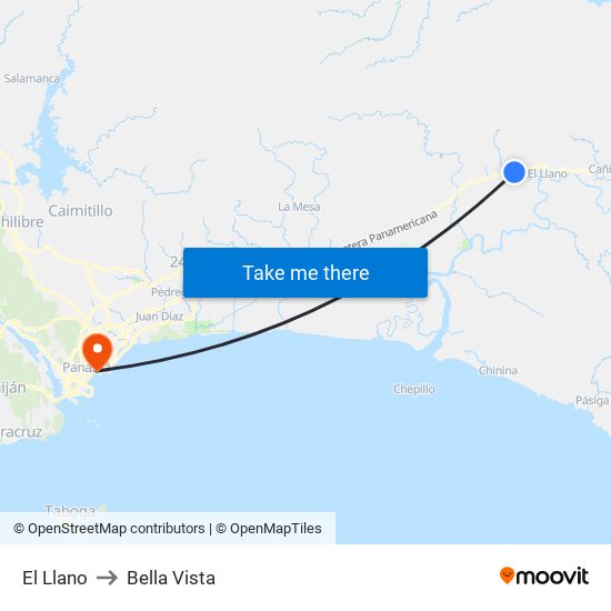 El Llano to Bella Vista map