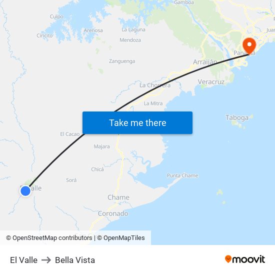 El Valle to Bella Vista map