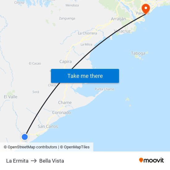 La Ermita to Bella Vista map