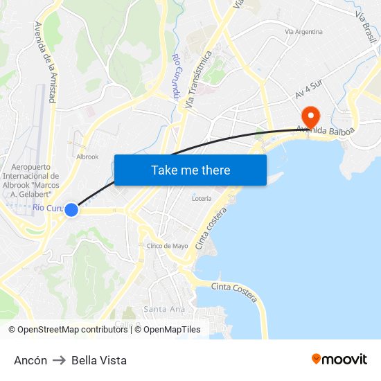 Ancón to Bella Vista map