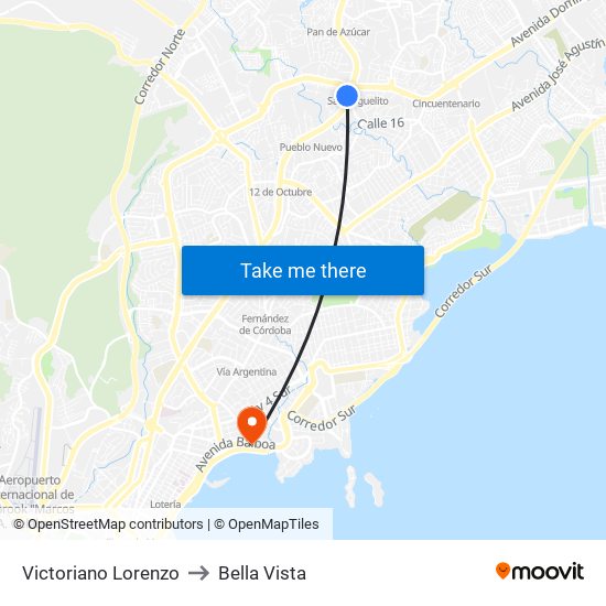 Victoriano Lorenzo to Bella Vista map