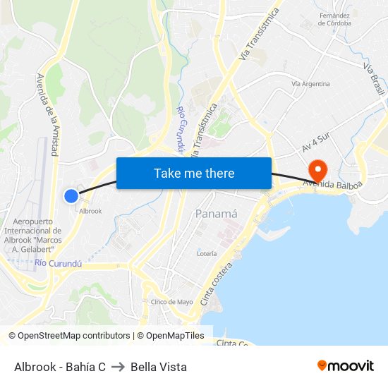 Albrook - Bahía C to Bella Vista map