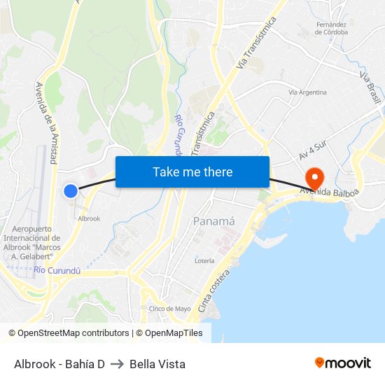 Albrook - Bahía D to Bella Vista map