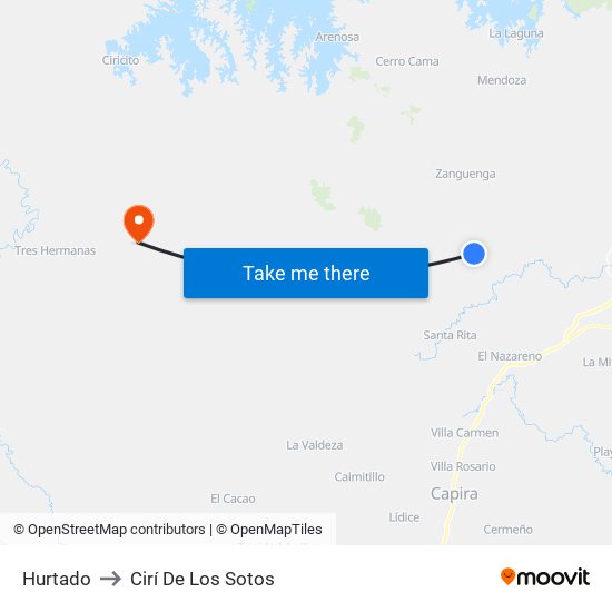 Hurtado to Cirí De Los Sotos map
