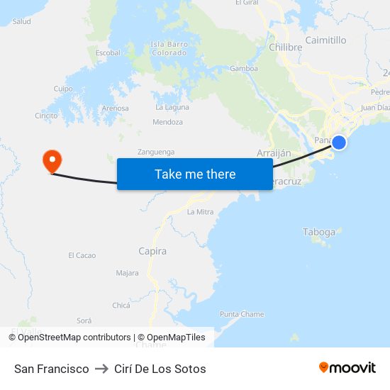 San Francisco to Cirí De Los Sotos map