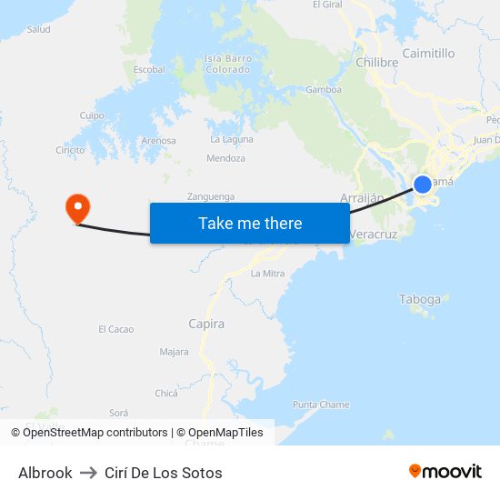 Albrook to Cirí De Los Sotos map