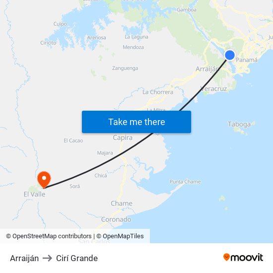 Arraiján to Cirí Grande map
