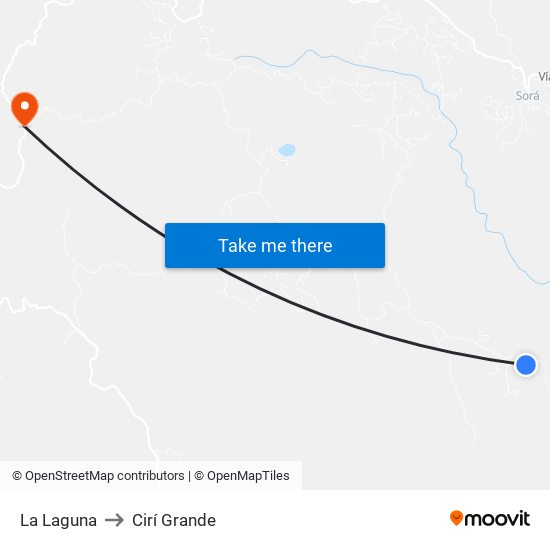 La Laguna to Cirí Grande map