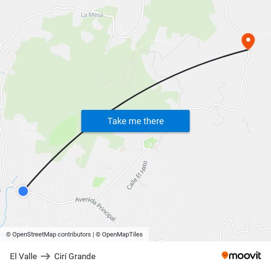 El Valle to Cirí Grande map
