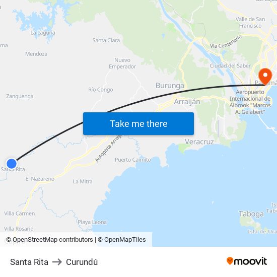 Santa Rita to Curundú map