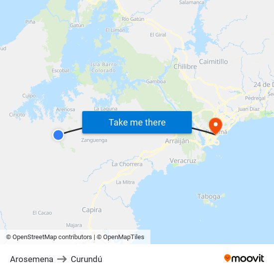 Arosemena to Curundú map