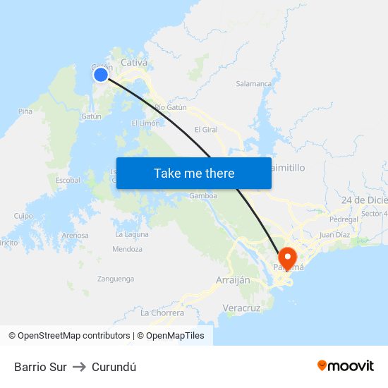 Barrio Sur to Curundú map