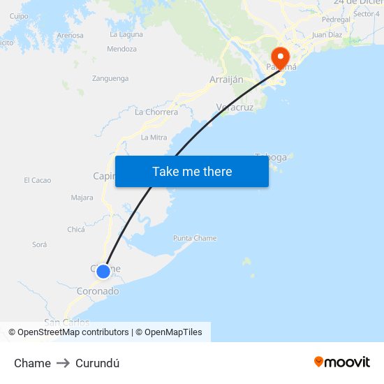 Chame to Curundú map