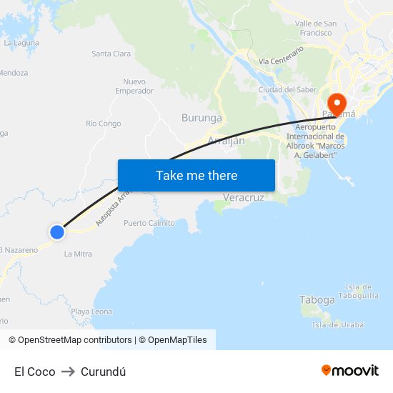 El Coco to Curundú map
