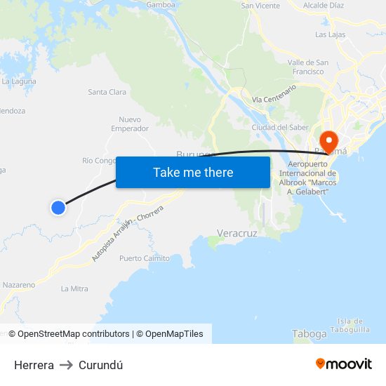 Herrera to Curundú map