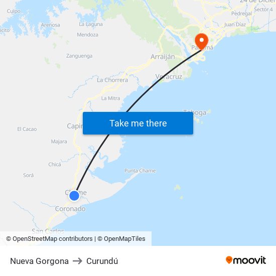 Nueva Gorgona to Curundú map