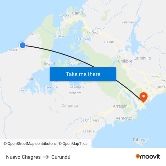 Nuevo Chagres to Curundú map
