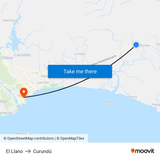 El Llano to Curundú map