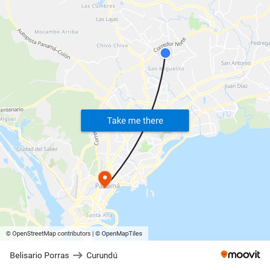 Belisario Porras to Curundú map