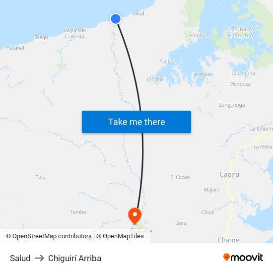 Salud to Chiguirí Arriba map