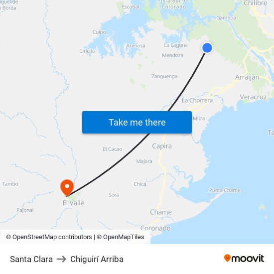 Santa Clara to Chiguirí Arriba map