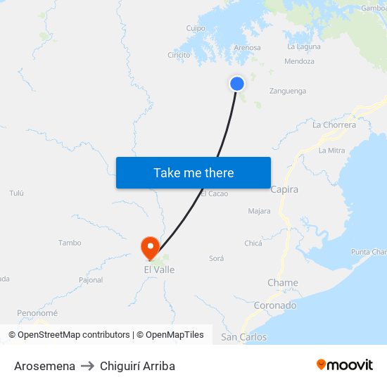 Arosemena to Chiguirí Arriba map
