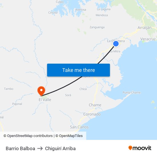 Barrio Balboa to Chiguirí Arriba map