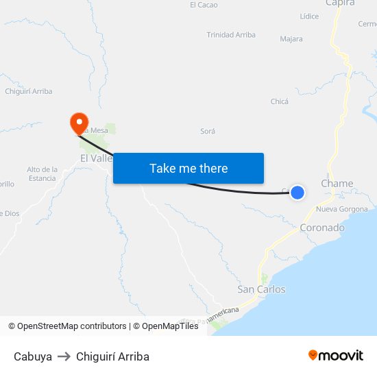 Cabuya to Chiguirí Arriba map