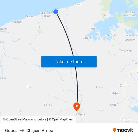 Gobea to Chiguirí Arriba map