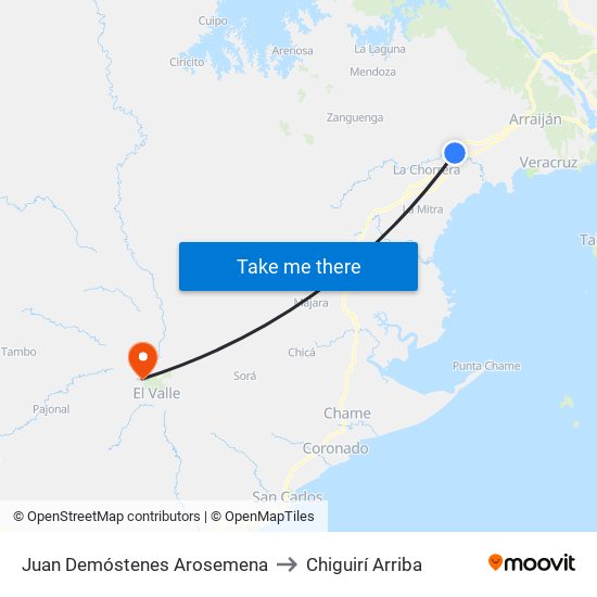 Juan Demóstenes Arosemena to Chiguirí Arriba map