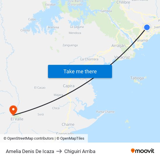 Amelia Denis De Icaza to Chiguirí Arriba map