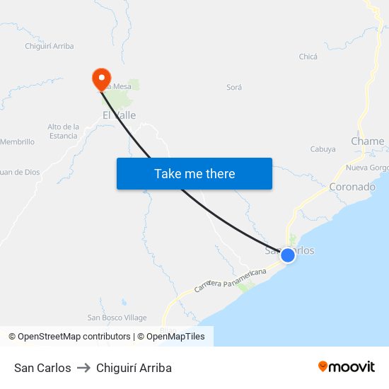 San Carlos to Chiguirí Arriba map