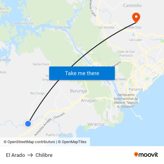 El Arado to Chilibre map